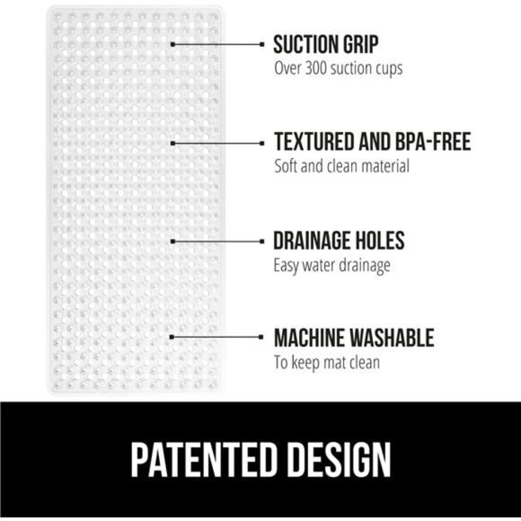 Grip Patented Bath Tub Shower Mat, Machine Washable Bathtub Floor Liner - Picture 2 of 7